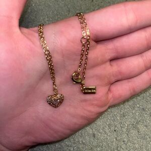 Coach Pink And Gold Heart Pendant Necklace
